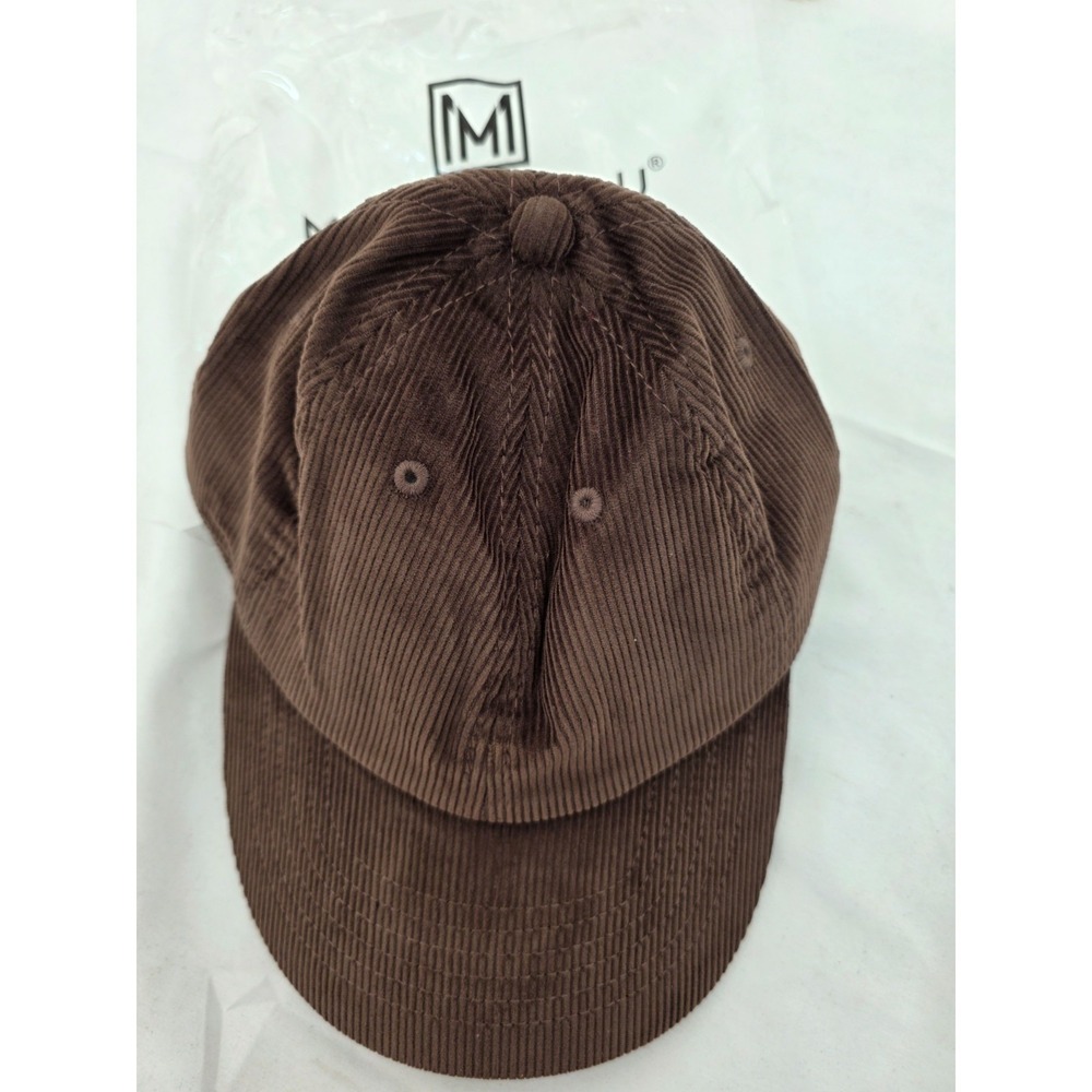 Newhattan Corduroy Baseball Cap Dark Brown Adjustable Brass Buckle Hat J1467